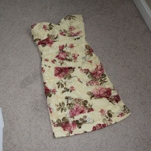 Floral Lace Strapless Dress